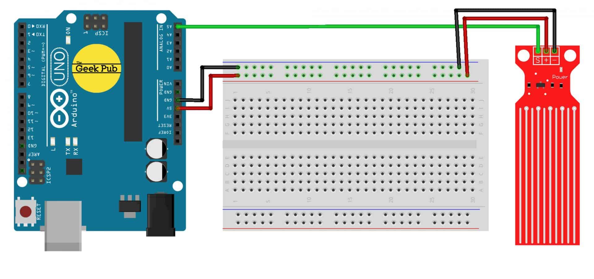 Arduino水位传感器接线图