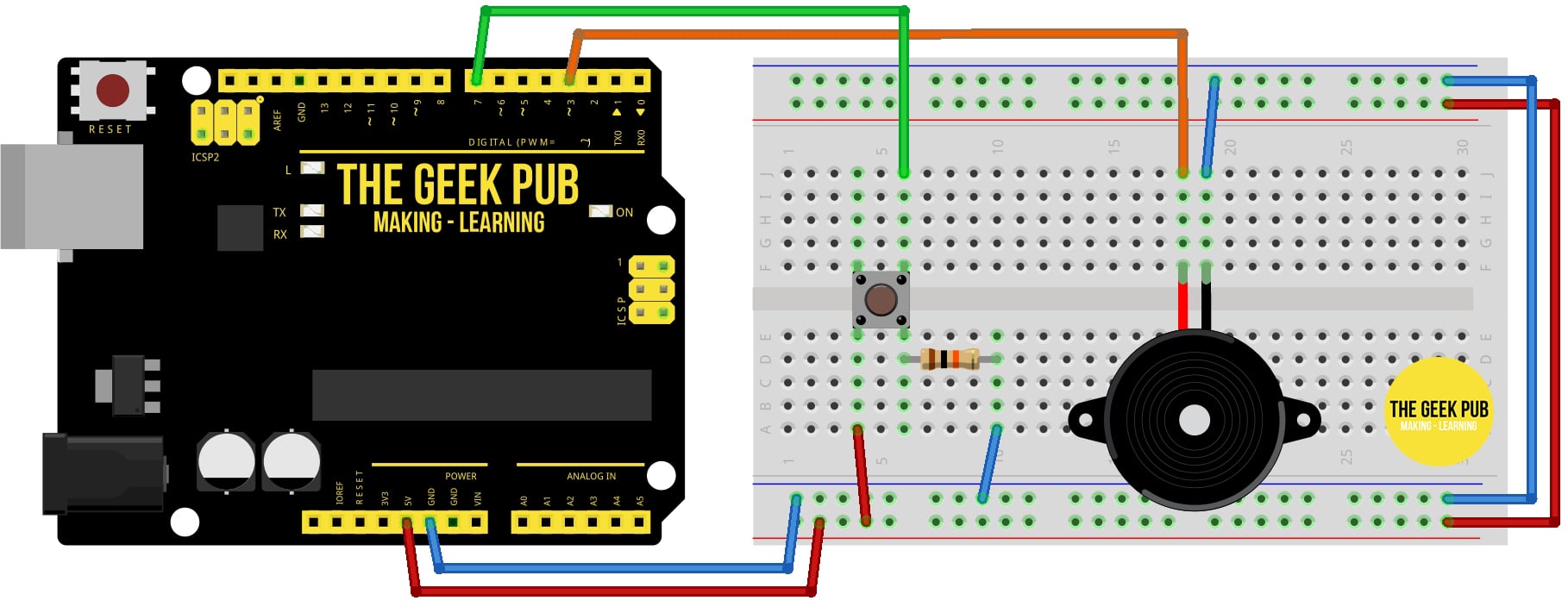 Arduino通过按钮控制压电蜂鸣器
